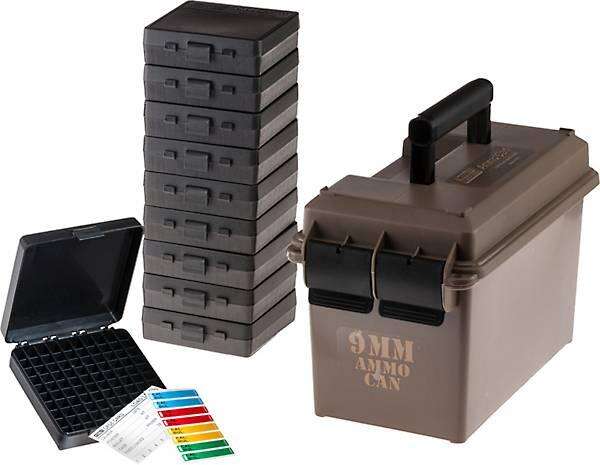 Misc. Accessories MTM Case Gard Ready Series MTM 9MM AMMO CAN FOR 1000 RD  *INCLUDES 10 EACH P-100-9S DK EARTH